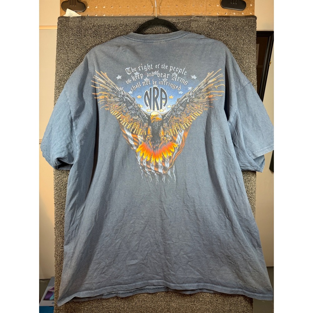 NRA Graphic T-Shirt Mens 2XL Blue 2nd Amendment Eagle Gildan Ultra Cotton